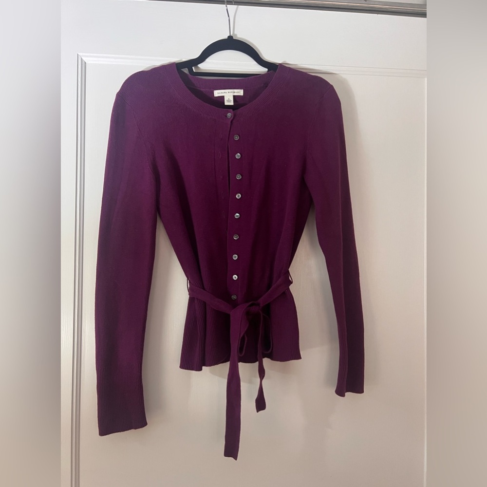 Banana Republic Belted Cardigan Purple Small